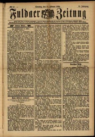 Erste Ausgabe vom Sonntag, den 11. Februar 1894.