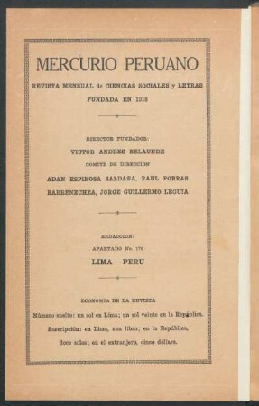 "Mercurio Peruano" - [Pie de imprenta]