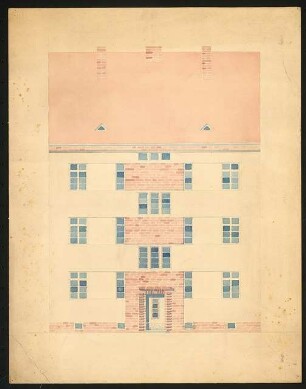 Wohnhausbebauung, Berlin-Spandau [?]: Ansicht Fassade 1:100