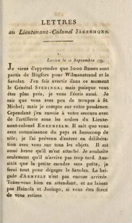 237-246, Lettres au Lieutenant-Colonel Jägerhorn