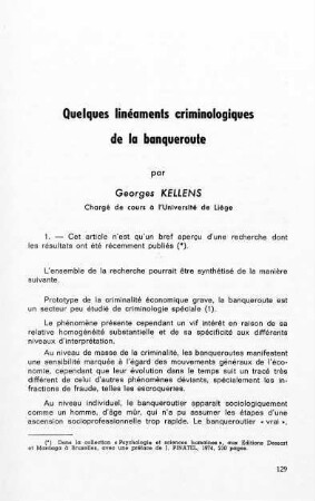 129-142, Quelques linéaments criminologiques de la banqueroute