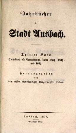 Jahrbücher der Stadt Ansbach. 3. 1833/36 (1838)