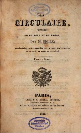 La circulaire : comédie en un acte et en prose