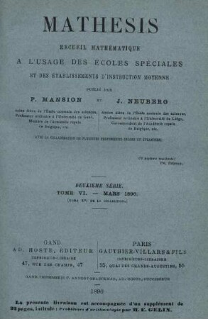 Deuxième. Tome VI. - Mars 1896.