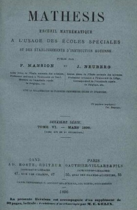 Deuxième. Tome VI. - Mars 1896.