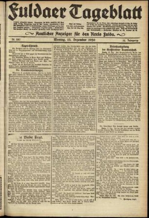 Ausgabe vom Montag, den 13. Dezember 1920.