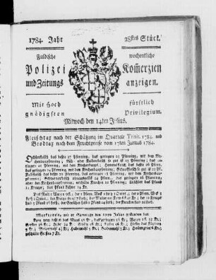 28tes Stück., Ausgabe vom 14. Juli 1784