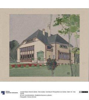 Berlin, Villa Kuntze, Vorentwurf, Perspektive von Süden