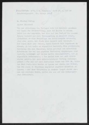 Brief von Gerhart Hauptmann an Samuel Fischer an S.-Fischer-Verlag <Berlin>