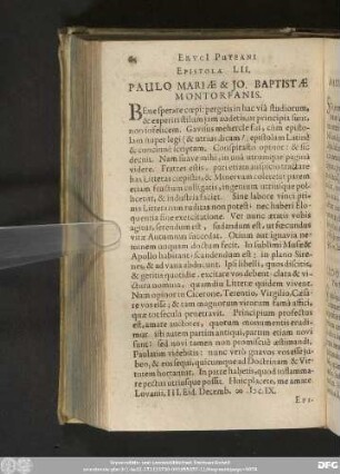 Epistola LII. Paulo Mariae & Io. Baptistae Montorfanis.
