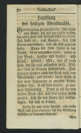 Handlung des heiligen Abendmahls