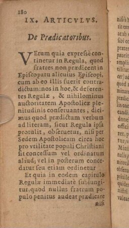 IX. Articvlvs. De Praedicatoribus.