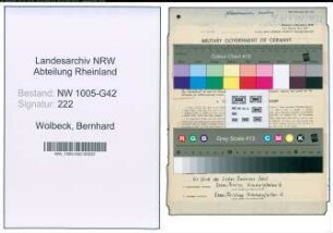 Entnazifizierung Bernhard Wolbeck , geb. 29.09.1885 (Schlossermeister)