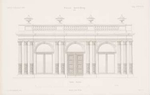 Ausstellungshalle auf der Pariser Weltausstellung 1867: Vorderansicht (aus: Atlas zur Zeitschrift für Bauwesen, hrsg. v. G. Erbkam, Jg. 18, 1868)
