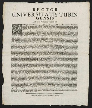 Rector Universitatis Tubingensis Lect. cum Praefatione honoris Sal.