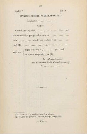 Bijl. 3. Model C. Binnenlandsche paardenposterij