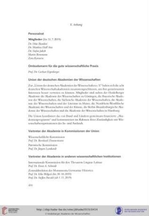Vertreter der Akademie in wissenschaftlichen Institutionen