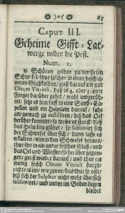 Caput III. Geheime Gifft-Latwerge wider die Pest