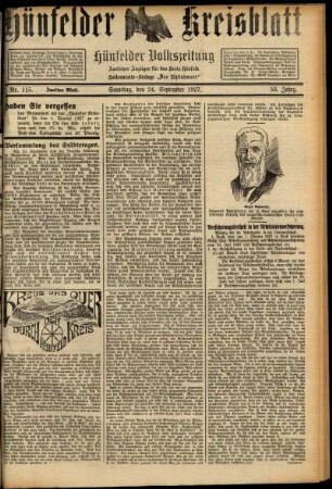 Zweite Ausgabe vom Samstag, den 24. September 1927.