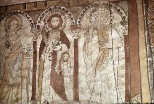 Gruppe von drei Aposteln, darunter Bartholomaeus und Matthias