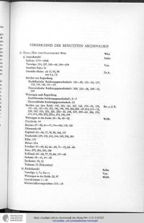Verzeichnis der benutzen Archivalien
