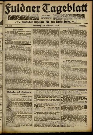 Ausgabe vom Dienstag, den 26. Oktober 1920.