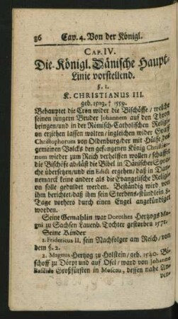 Cap. IV. Die Königl. Dänische Haupt-Linie vorstellend.