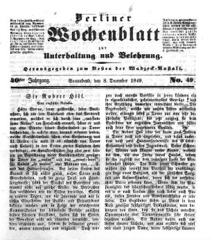 No. 49, Sonnabend, den 8. December 1849.