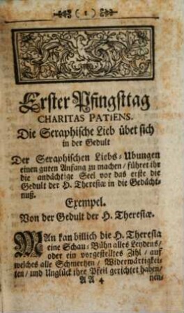 Zehentägige Andachten Zu der Heiligen Jungfrau, und Mutter Theresia de Jesu. Das ist: Nach-Ubungen Der Seraphischen Liebs-Andachten Diser grossen Heiligen, Welche sie mit der That eingerathen, und mit Rath angewisen hat