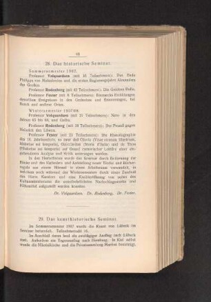 29. Das kunsthistorische Seminar.