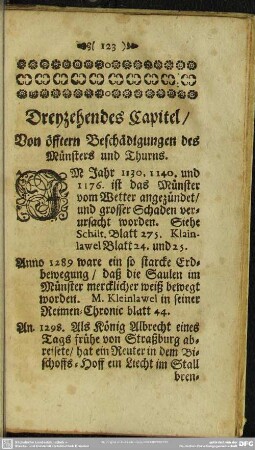 Dreyzehendes Capitel, Von öftern Bechädigungen des Münsters und Thurns