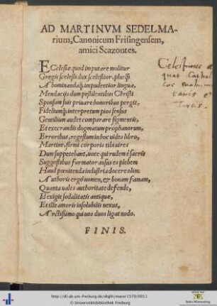 Ad Martinum Sedelmarium Scazontes