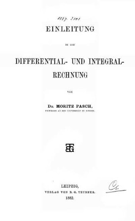 Einleitung in die Differential- und Integralrechnung
