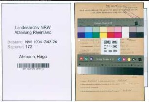 Entnazifizierung Hugo Ahmann , geb. 03.01.1877 (Hauer)