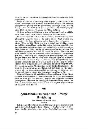 Handarbeitsunterricht und sittliche Erziehung : (Schluß)