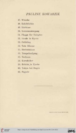Pauline Kowarzik (Nr. 47-61)