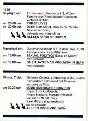 Veranstaltungen mit Kate Millet