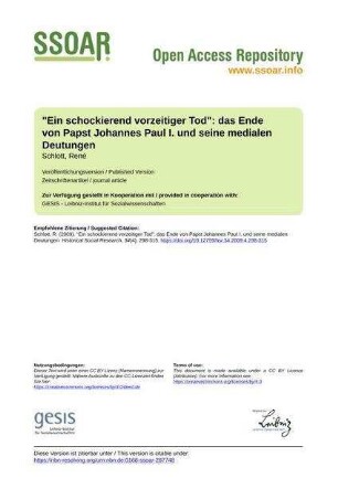 "Ein schockierend vorzeitiger Tod": das Ende von Papst Johannes Paul I. und seine medialen Deutungen