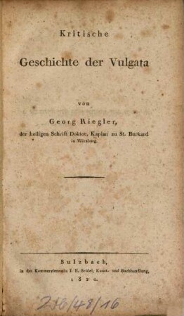 Kritische Geschichte der Vulgata
