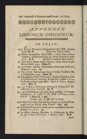 396-469, Appendix Librorum omissorum