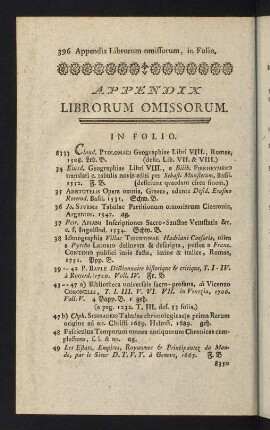 396-469, Appendix Librorum omissorum