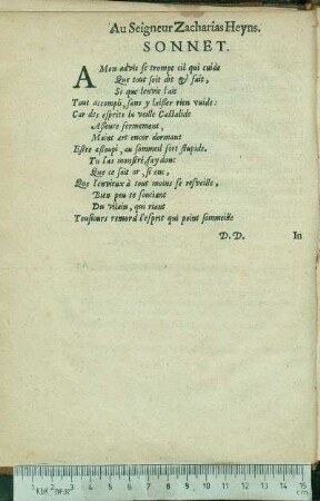 Au Seigneur Zacharias Heyns. Sonnet.