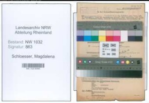 Entnazifizierung Magdalena Schloesser , geb. 30.11.1900 ()