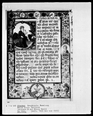 Seite eins Psalters mit Initiale B mit König David