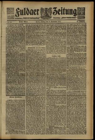 Erste Ausgabe vom Freitag, den 13. September 1912.