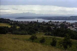 Überlingen: Fernblick von der B 31 auf See - Säntis
