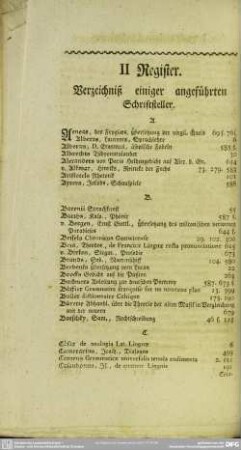 II Register, Verzeichniß einiger angeführten Schriftsteller