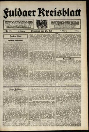 Zweite Ausgabe vom Samstag, den 29. Juli 1911.