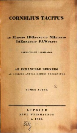 Cornelius Tacitus, 2. [Historiarum]