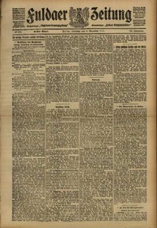 Erste Ausgabe vom Samstag, den 09. Dezember 1911.